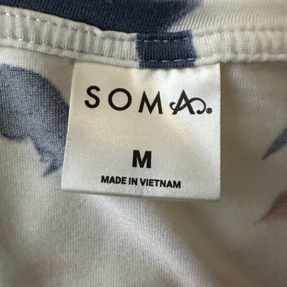 Soma Medium Short Sleeve Cool Nights Sleep Shirt White V- Neck Loose Fit Comfy - Picture 7 of 9